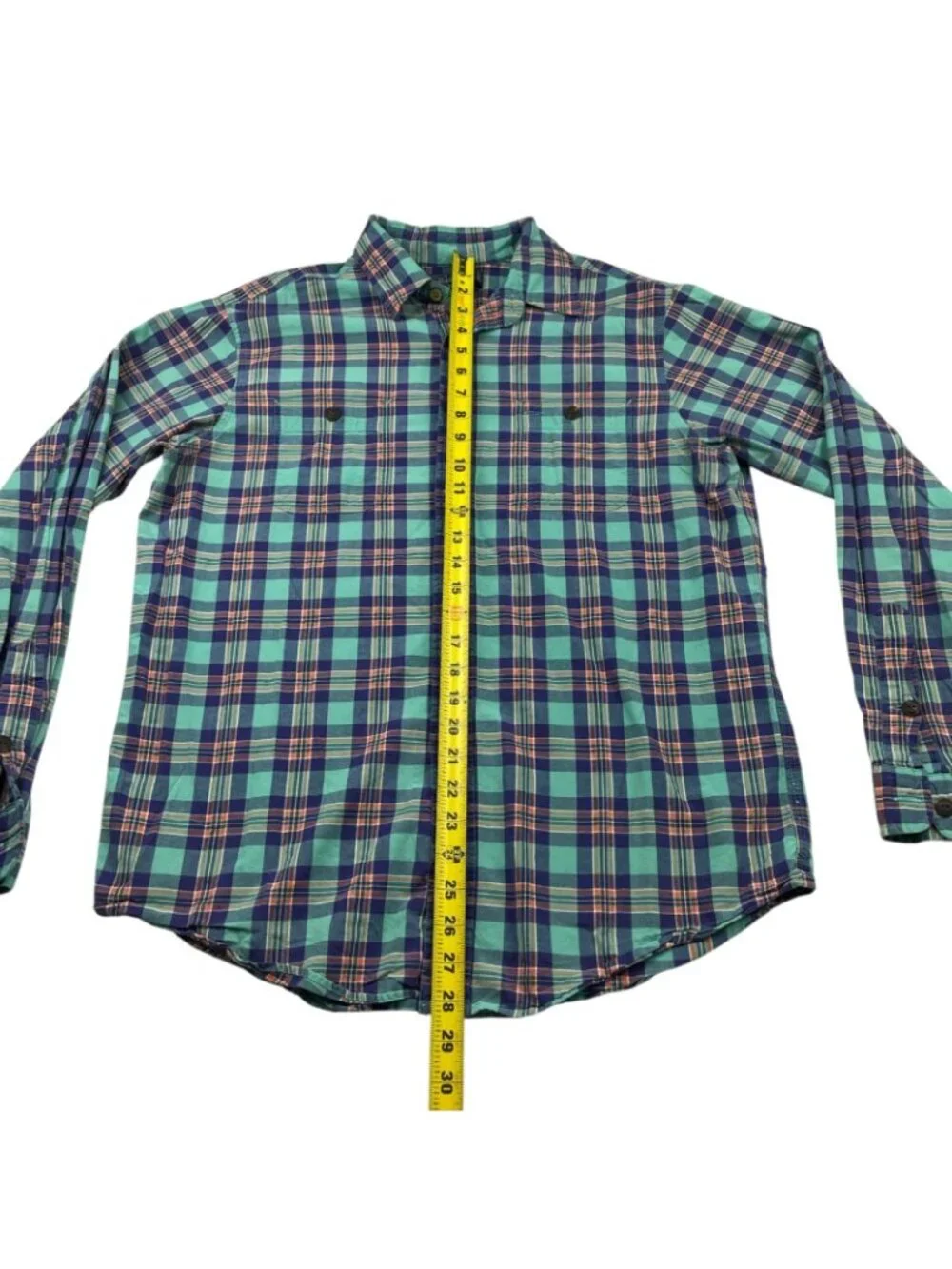Polo Ralph Lauren Men's 100% Cotton Work Shirt Teal/Blue Plaid • Large